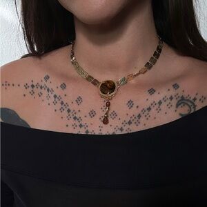 Vintage Goldtone Choker + Matching Earrings